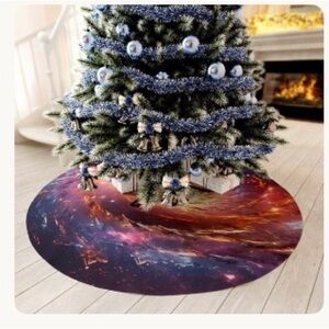 Galaxy Print Christmas Tree Skirt EUC